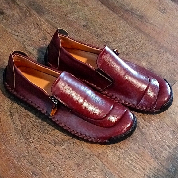 Mens leather slip on loafers rich brown. New🖤sz10 - Picture 1 of 6